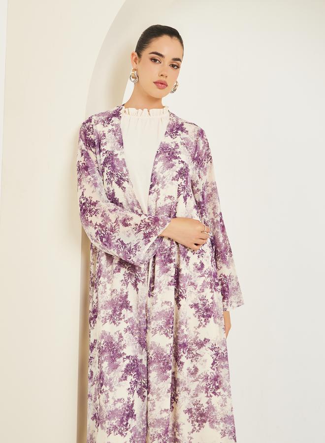 Amirah Women Chiffon Printed Abaya and Dress Modest Set - Image 1